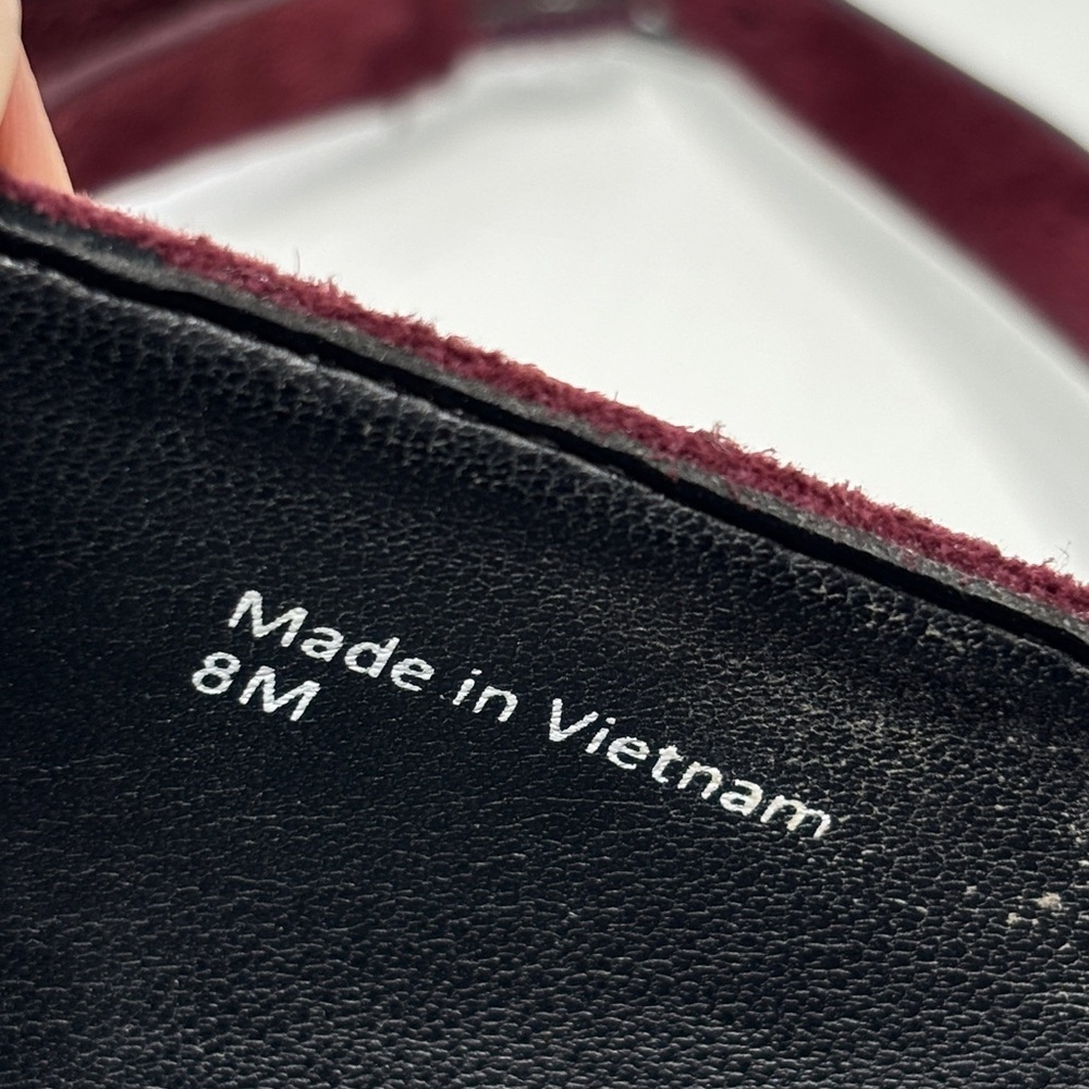 Rebecca Minkoff Faye Dark Maroon Suede Studded Straps Pointed‎ Toe Flats Size 8 - Picture 11 of 12